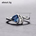 Women's Twisted Arm Chunky Triangle Dark Blue Zircon Ring, Romantic Proposal Light Luxury Jewelry view 5