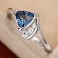 Women's Twisted Arm Chunky Triangle Dark Blue Zircon Ring, Romantic Proposal Light Luxury Jewelry view 3