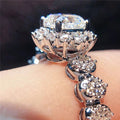 Flower Shape Zircon Ring For Women, Floral Diamond Inlaid Fashion Engagement Finger Jewelry view 2