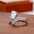 Creative Pear Water Drop Cluster Zircon Crown Ring For Women, Fashion Statement Finger Jewelry view 3