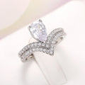 Creative Pear Water Drop Cluster Zircon Crown Ring For Women, Fashion Statement Finger Jewelry view 4