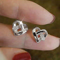 Delicate Heart Stud Earrings With Copper Inlaid Zircon Gold Plated Heart Shape Niche Jewelry view 2
