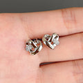 Delicate Heart Stud Earrings With Copper Inlaid Zircon Gold Plated Heart Shape Niche Jewelry view 4