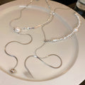 Premium Minimalist Alloy Pearl Triangle Silver Tassel Adjustable Clavicle Necklace view 1