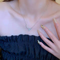 Copper Zircon Flower Necklace Minimalist Korean Collarbone Chain For Women view 2