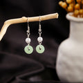 Vintage Chinese Style Pearl Jade Donut Teardrop Alloy Drop Dangle Elegant Hanfu Palace Earrings view 2