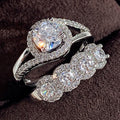 Simple Geometric Full Cubic Zirconia Women's Stack Ring Set, Engagement Banquet Jewelry view 1
