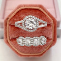 Simple Geometric Full Cubic Zirconia Women's Stack Ring Set, Engagement Banquet Jewelry view 3
