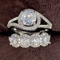 Simple Geometric Full Cubic Zirconia Women's Stack Ring Set, Engagement Banquet Jewelry view 4