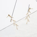 Pink Branch Clear Look Teardrop Long Stud Earrings view 2