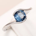 Fashion Twisted Arm Women's Ring With Blue Round Zircon Topaz Stone, Simple Hand Jewelry view 3