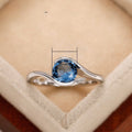 Fashion Twisted Arm Women's Ring With Blue Round Zircon Topaz Stone, Simple Hand Jewelry view 5