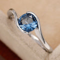 Fashion Twisted Arm Women's Ring With Blue Round Zircon Topaz Stone, Simple Hand Jewelry view 2