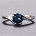 Fashion Twisted Arm Women's Ring With Blue Round Zircon Topaz Stone, Simple Hand Jewelry view 4