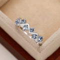 Trendy Wave Zircon Ring For Women Copper Inlaid Blue Zircon Niche Design Fashion Accessory view 3