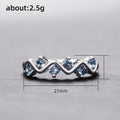 Trendy Wave Zircon Ring For Women Copper Inlaid Blue Zircon Niche Design Fashion Accessory view 5
