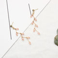 Pink Branch Clear Look Teardrop Long Stud Earrings view 3