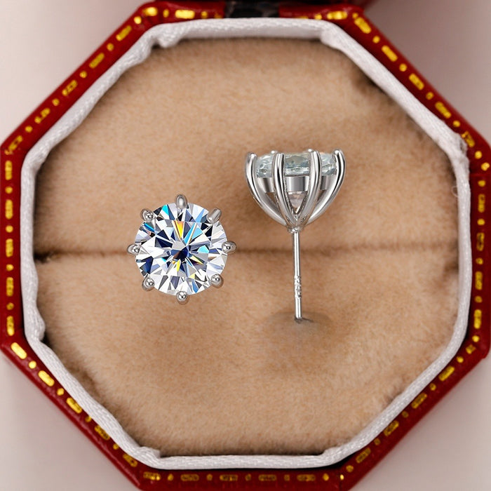 Creative Crown Flower Zircon Stud Earrings For Women, Simple Fashion Small Ear Jewelry