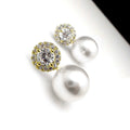 Korean Light Luxury Micro Pave Cubic Zirconia Pearl Stud Earrings For Women Sweet Jewelry view 7