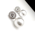 Korean Light Luxury Micro Pave Cubic Zirconia Pearl Stud Earrings For Women Sweet Jewelry view 6
