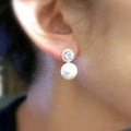Korean Light Luxury Micro Pave Cubic Zirconia Pearl Stud Earrings For Women Sweet Jewelry view 3