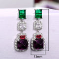 Luxury Emerald Color Contrast Dangle Earrings, European Style Evening Party Jewelry For Women view 5