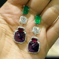 Luxury Emerald Color Contrast Dangle Earrings, European Style Evening Party Jewelry For Women view 1