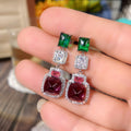 Luxury Emerald Color Contrast Dangle Earrings, European Style Evening Party Jewelry For Women view 3