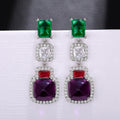 Luxury Emerald Color Contrast Dangle Earrings, European Style Evening Party Jewelry For Women view 4