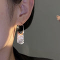 Minimalist Metal Geometric Line Tassel Drop Earrings Trendy European Style Ear Hook Jewelry view 3