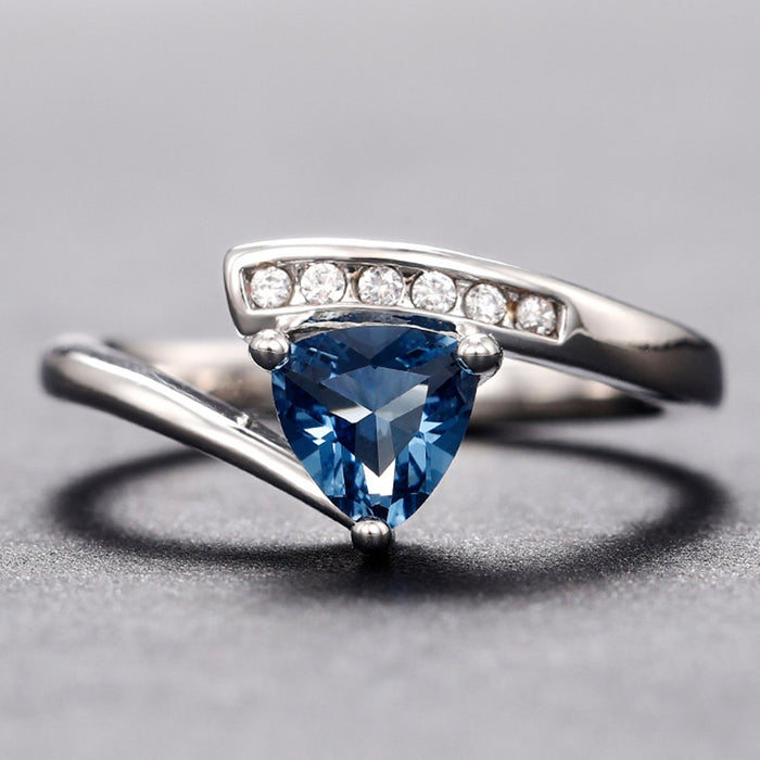 European Twisted Arm Micro Pave Dark Blue Zircon Ring Romantic Light Luxury Women Finger Ring