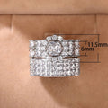 European American Fashion Womens Engagement Ring Set Zircon Micro Pave White Gold Plated Jewelry view 5
