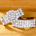 European American Fashion Womens Engagement Ring Set Zircon Micro Pave White Gold Plated Jewelry view 3