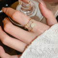 Light Luxury Copper Zircon Enamel Round Chain Tassel Open Index Finger Ring view 4