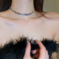 Korean Minimalist Alloy Rhinestone Rhombus Geometric Choker Necklace For Women view 4