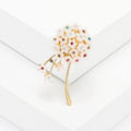 Alloy Resin Dandelion Brooch Pin With Colored Rhinestone Shawl Clasp view 3