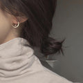 Copper Zircon Moon Stud Earrings With Silver Posts, Geometric Minimalist Two-Way Design view 1