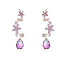 Copper Zircon Flower Waterdrop Tassel Drop Earrings Sweet Pastoral Style For Women view 5