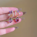 Copper Zircon Flower Waterdrop Tassel Drop Earrings Sweet Pastoral Style For Women view 4