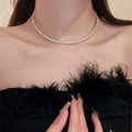 French Vintage Alloy Rhinestone Geometric Ring Choker Necklace Elegant Luxury Style view 3