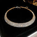 French Vintage Alloy Rhinestone Geometric Ring Choker Necklace Elegant Luxury Style view 4
