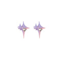 Elegant Pink Purple Gradient Four-Point Star Alloy Studs With Silver Heart Rhinestone Charm Earrings view 5