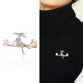 Alloy Rhinestone Broom Girl Brooch Pin For Clothing Fastening Decoration view 2