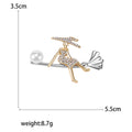 Alloy Rhinestone Broom Girl Brooch Pin For Clothing Fastening Decoration view 5