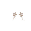 Elegant Silver Tone Alloy Lava Star Stud Drops With Sparkling Zircon Rhinestone For Women Earrings view 5