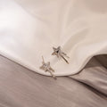 Elegant Silver Tone Alloy Lava Star Stud Drops With Sparkling Zircon Rhinestone For Women Earrings view 4