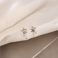 Elegant Silver Tone Alloy Lava Star Stud Drops With Sparkling Zircon Rhinestone For Women Earrings view 2