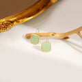 Elegant French Style Mint Green Enamel Geometric Square Gold Tone Alloy Hook Drop Earrings view 4