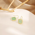 Elegant French Style Mint Green Enamel Geometric Square Gold Tone Alloy Hook Drop Earrings view 2