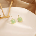 Elegant French Style Mint Green Enamel Geometric Square Gold Tone Alloy Hook Drop Earrings view 3